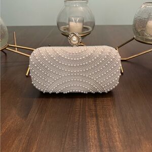 Pearl-Studded White Clutch